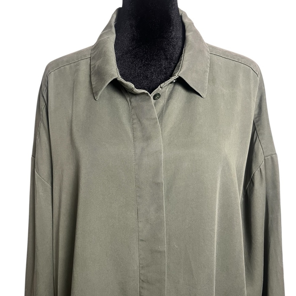 COS Army Green Minimalist Shirt Dress Tunic Size 44 US 12 - Picture 5 of 12